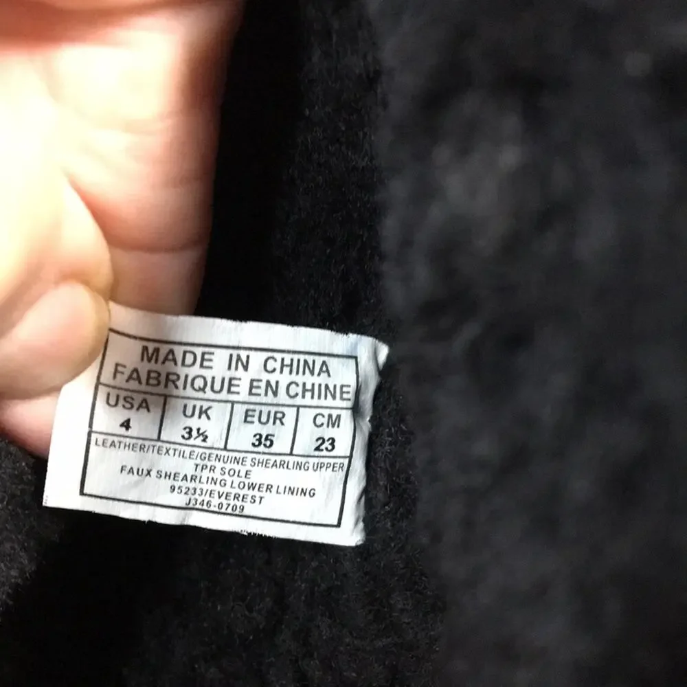 Polo by Ralph Lauren Big‎ Kid Everest Boots Black Leather w/ Shearling Size 4